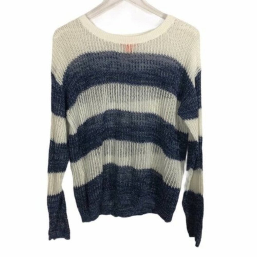 Joe Fresh | Blue & White Striped Pattern Long Sleeves Knit Sweater Size Medium